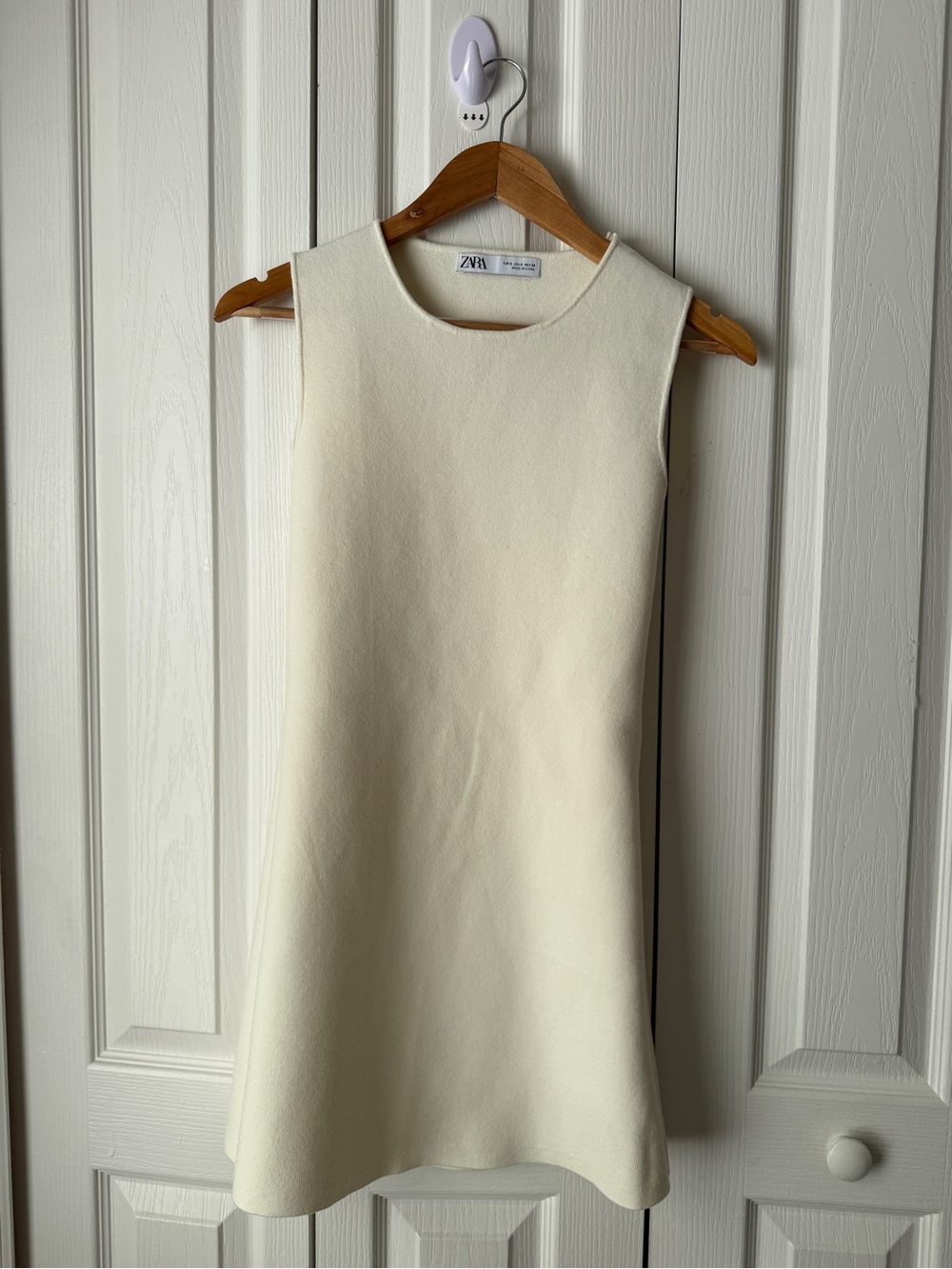 ZARA Cream A-Line Sleeveless Dress